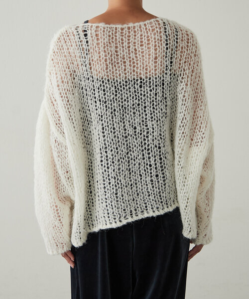 earthy(アーシー)の「シアーハンドライクオーバーニット(ニット/セーター・レディース・オフホワイト/モカ/オレンジ/ブラック・FREE)」の21枚目の写真