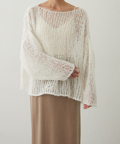 earthy(アーシー)の「シアーハンドライクオーバーニット(ニット/セーター・レディース・オフホワイト/モカ/オレンジ/ブラック・FREE)」の22枚目の写真
