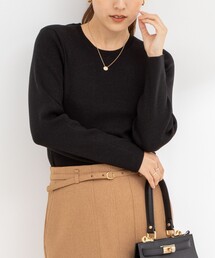 《手洗い可能》ラメリブクルーネックプルオーバーニット