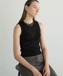 クラネ CLANE SLEEVELESS SHEER KNIT TOPS （BLACK） bkk15566_black_xl?pdp.template