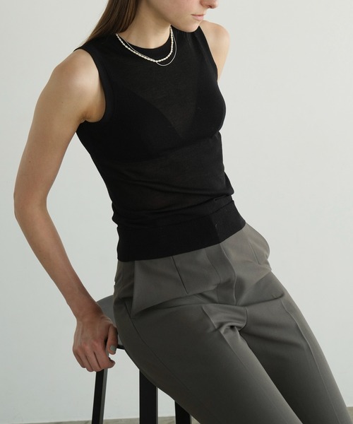 【セール】SLEEVELESS SHEER KNIT TOPS（ニット/セーター）｜CLANE（クラネ） mdprevattcaulkingandwaterproofing.com