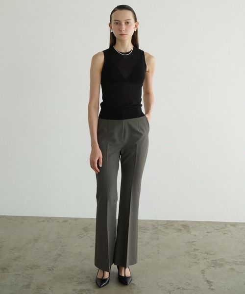 セール】SLEEVELESS SHEER KNIT TOPS（ニット/セーター）｜CLANE