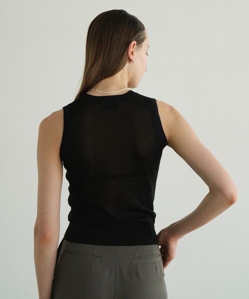 セール】SLEEVELESS SHEER KNIT TOPS（ニット/セーター）｜CLANE