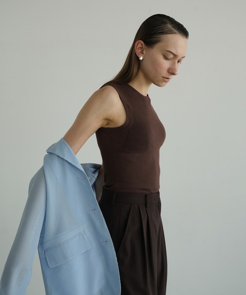 クラネ CLANE SLEEVELESS SHEER KNIT TOPS （BEIGE） SLEEVELESS SHEER KNIT TOPS｜TOPS(トップス)｜CLANE OFFICIAL