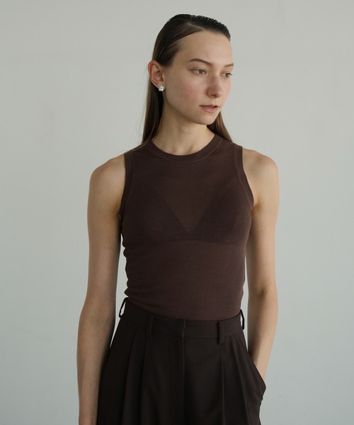 【セール】SLEEVELESS SHEER KNIT TOPS（ニット/セーター）｜CLANE（クラネ） mdprevattcaulkingandwaterproofing.com
