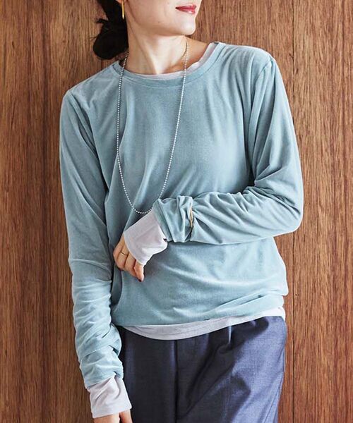 【セール】ベロアロングスリーブＴシャツ（Tシャツ/カットソー）｜le.coeur blanc（ルクールブラン） 5,843円