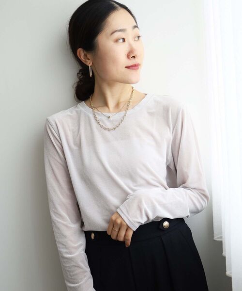 le.coeur blanc（ルクールブラン）の「ベロアロングスリーブＴシャツ（Tシャツ/カットソー・レディース・ミント/アイボリー/モカ・38）」の22枚目の写真