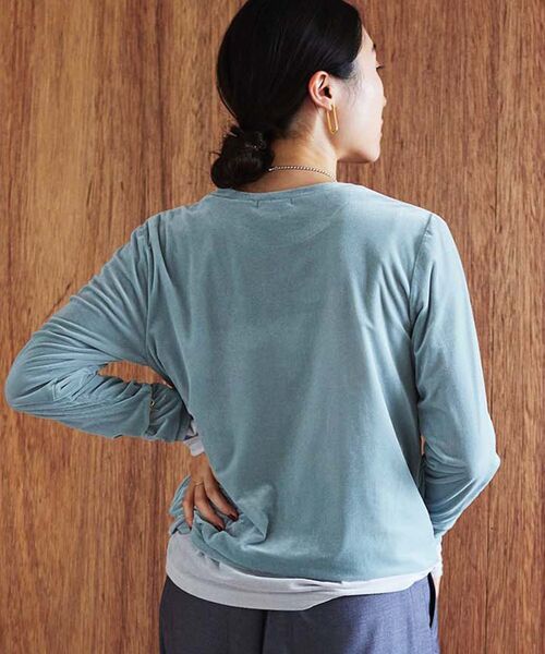 le.coeur blanc（ルクールブラン）の「ベロアロングスリーブＴシャツ（Tシャツ/カットソー・レディース・ミント/アイボリー/モカ・38）」の6枚目の写真