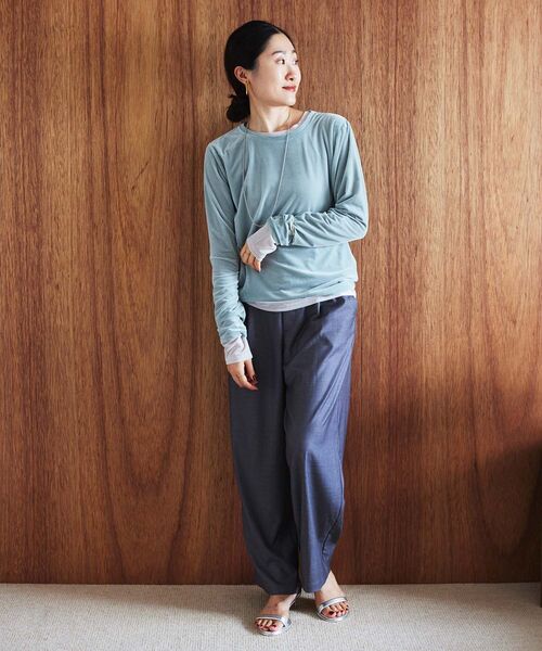 le.coeur blanc（ルクールブラン）の「ベロアロングスリーブＴシャツ（Tシャツ/カットソー・レディース・ミント/アイボリー/モカ・38）」の7枚目の写真