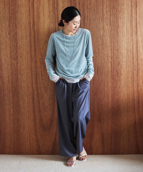 le.coeur blanc（ルクールブラン）の「ベロアロングスリーブＴシャツ（Tシャツ/カットソー・レディース・ミント/アイボリー/モカ・38）」の8枚目の写真