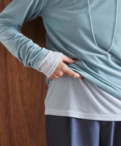 le.coeur blanc（ルクールブラン）の「ベロアロングスリーブＴシャツ（Tシャツ/カットソー・レディース・ミント/アイボリー/モカ・38）」の12枚目の写真