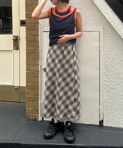 nemne store(ネンネストア)の「【keel】チェックミドルスカート(スカート・レディース・アイボリー/ベージュ・SMALL/MEDIUM)」の6枚目の写真