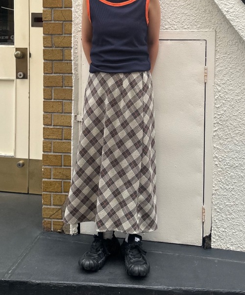 nemne store(ネンネストア)の「【keel】チェックミドルスカート(スカート・レディース・アイボリー/ベージュ・SMALL/MEDIUM)」の7枚目の写真
