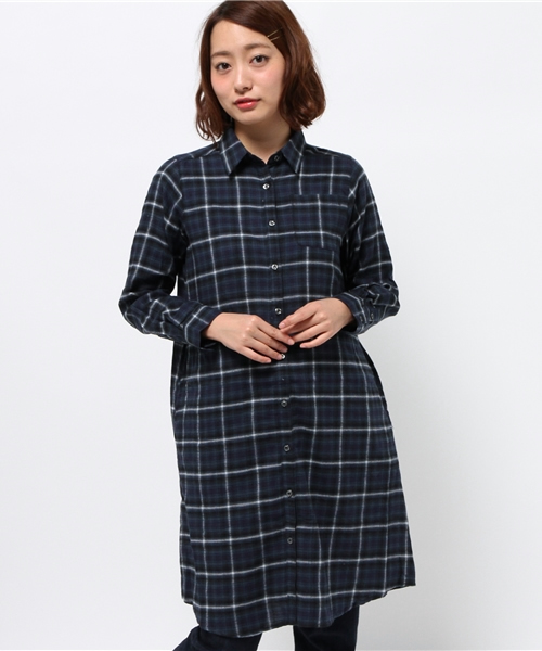 one after another NICE CLAUP(ワンアフターアナザーナイスクラップ)の「【ナイスクラップ】チェックロングシャツ(シャツ/ブラウス・レディース・オフホワイト/ボルドー/ネイビー・FREE)」の2枚目の写真