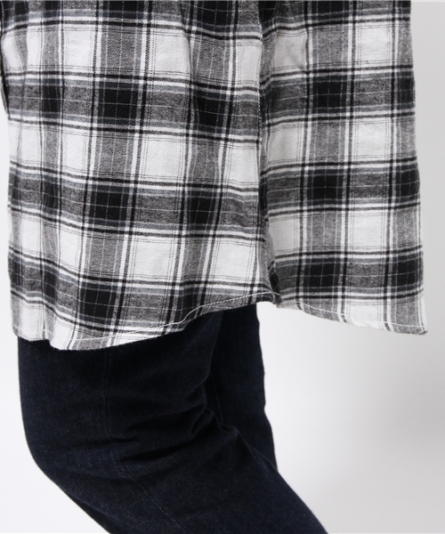 one after another NICE CLAUP(ワンアフターアナザーナイスクラップ)の「【ナイスクラップ】チェックロングシャツ(シャツ/ブラウス・レディース・オフホワイト/ボルドー/ネイビー・FREE)」の7枚目の写真