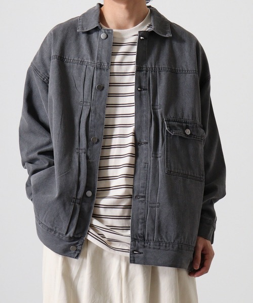 FUNALIVE(ファンアライブ)の「10oz wide denim jacket / 10oz ワイドデニムジャケット(デニムジャケット・メンズ・ブラック系2/ブラック/ブラック系3/ブラック系1/ネイビー・L/M)」の1枚目の写真