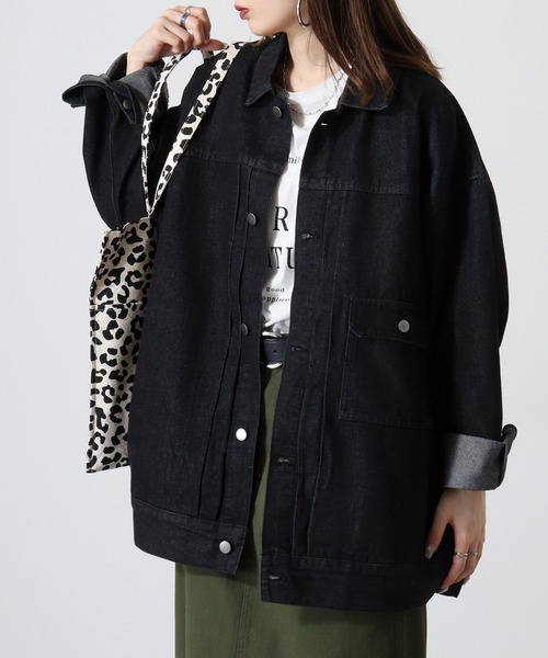 FUNALIVE(ファンアライブ)の「10oz wide denim jacket / 10oz ワイドデニムジャケット(デニムジャケット・メンズ・ブラック系2/ブラック/ブラック系3/ブラック系1/ネイビー・L/M)」の2枚目の写真