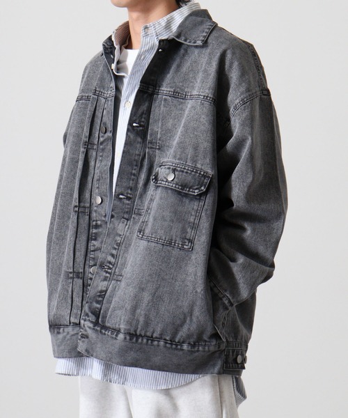 FUNALIVE(ファンアライブ)の「10oz wide denim jacket / 10oz ワイドデニムジャケット(デニムジャケット・メンズ・ブラック系2/ブラック/ブラック系3/ブラック系1/ネイビー・L/M)」の13枚目の写真