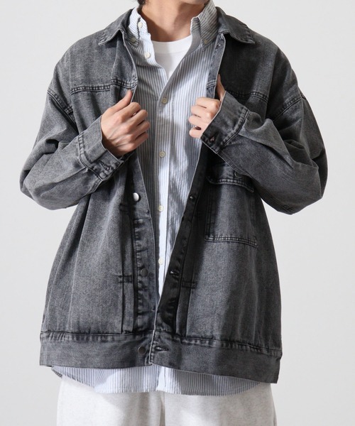 FUNALIVE(ファンアライブ)の「10oz wide denim jacket / 10oz ワイドデニムジャケット(デニムジャケット・メンズ・ブラック系2/ブラック/ブラック系3/ブラック系1/ネイビー・L/M)」の11枚目の写真