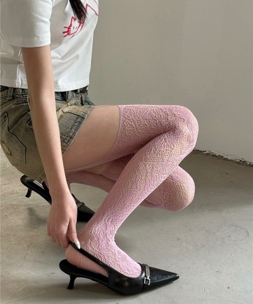 Burner（バーナー）の「【OKUOKU　0909】メッシュ パンスト ストッキング oku-tights-775707119717-8 N（タイツ/ストッキング・レディース・ピンク/ワインレッド/ホワイト/ブルー/グレー系その他/ブラック/パープル/ブラウン・FREE）」の7枚目の写真