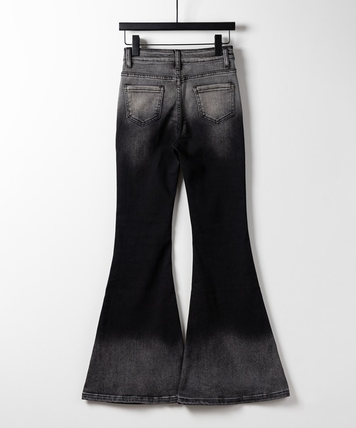 4size 】ブリーチグラデーションストレッチブラックフレア