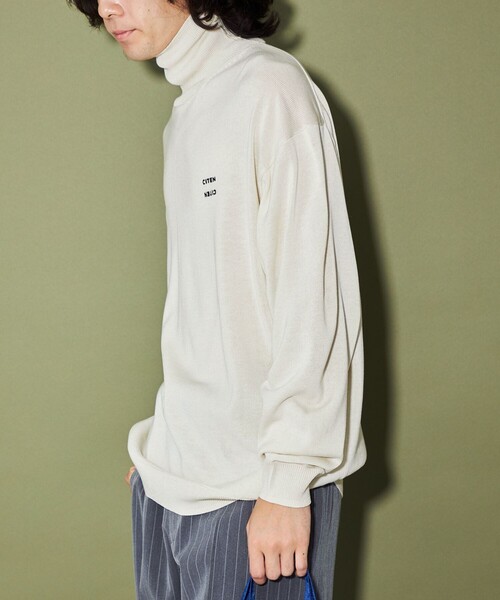 CITEN（シテン）の「＜CITEN＞ ハイゲージ ハイネック ニット（ニット/セーター・メンズ・オフホワイト/ネイビー・L/M）」の3枚目の写真