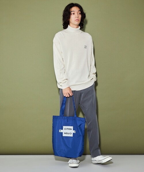 CITEN（シテン）の「＜CITEN＞ ハイゲージ ハイネック ニット（ニット/セーター・メンズ・オフホワイト/ネイビー・L/M）」の6枚目の写真