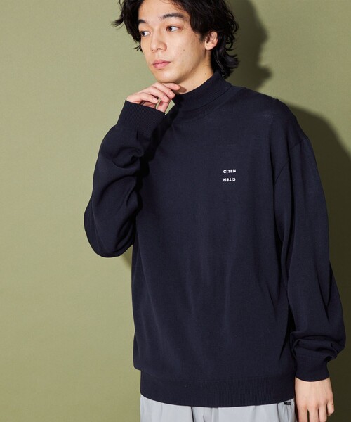 CITEN（シテン）の「＜CITEN＞ ハイゲージ ハイネック ニット（ニット/セーター・メンズ・オフホワイト/ネイビー・L/M）」の8枚目の写真