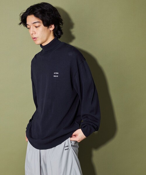 CITEN（シテン）の「＜CITEN＞ ハイゲージ ハイネック ニット（ニット/セーター・メンズ・オフホワイト/ネイビー・L/M）」の10枚目の写真