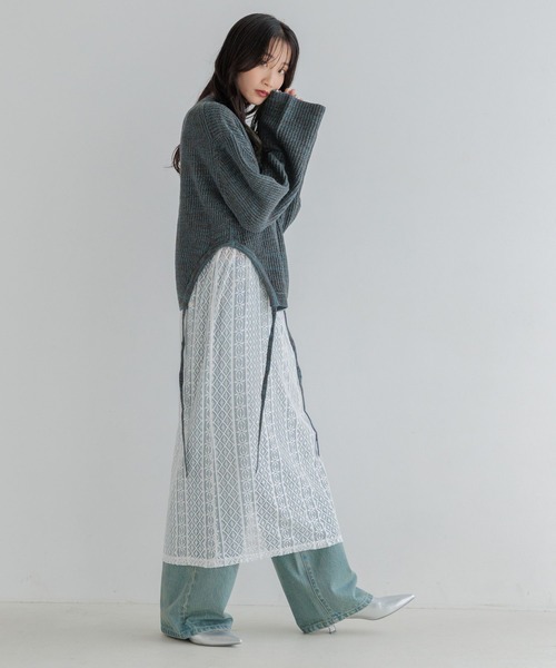 LOWRYS FARM（ローリーズファーム）の「マルチＷＡＹニットレース２Ｐワンピース 151586（ワンピース・レディース・ブルー/アイボリー/ブラック・FREE）」の3枚目の写真