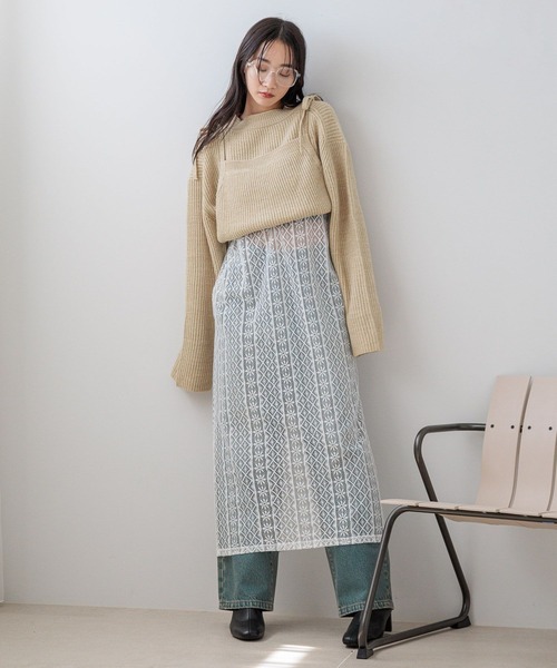 LOWRYS FARM（ローリーズファーム）の「マルチＷＡＹニットレース２Ｐワンピース 151586（ワンピース・レディース・ブルー/アイボリー/ブラック・FREE）」の6枚目の写真