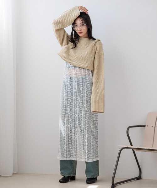 LOWRYS FARM（ローリーズファーム）の「マルチＷＡＹニットレース２Ｐワンピース 151586（ワンピース・レディース・ブルー/アイボリー/ブラック・FREE）」の7枚目の写真