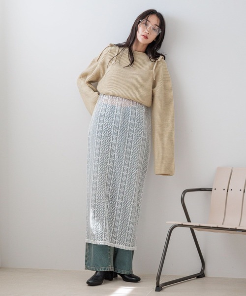 LOWRYS FARM（ローリーズファーム）の「マルチＷＡＹニットレース２Ｐワンピース 151586（ワンピース・レディース・ブルー/アイボリー/ブラック・FREE）」の9枚目の写真