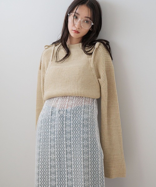 LOWRYS FARM（ローリーズファーム）の「マルチＷＡＹニットレース２Ｐワンピース 151586（ワンピース・レディース・ブルー/アイボリー/ブラック・FREE）」の10枚目の写真