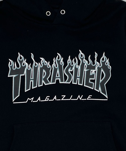 THRASHER(スラッシャー)の「THRASHER/スラッシャー キッズ パーカー LOGO FRAME LOGO PAKA 24A475-43(パーカー・キッズ・ヘザーグレー/ブラック・130cm/140cm/150cm/160cm)」の4枚目の写真