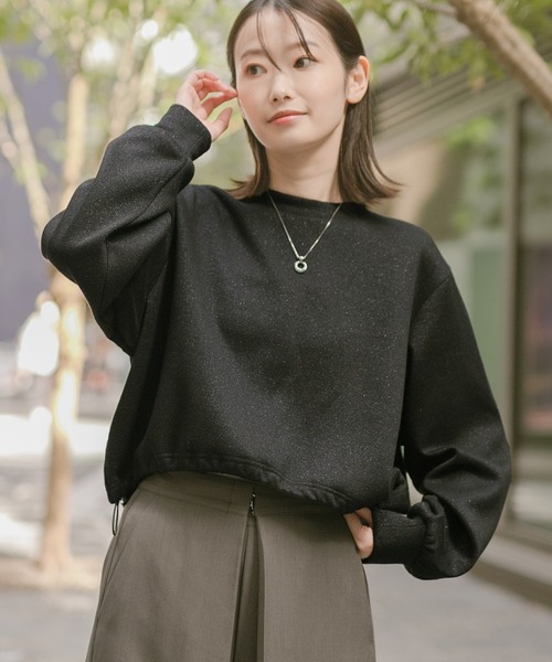 LAKOLE（ラコレ）の「ニットソーラメドロストプルオーバー / 232356（スウェット・レディース・オートミール/ブラウン/ブラック/杢グレー・FREE）」の2枚目の写真