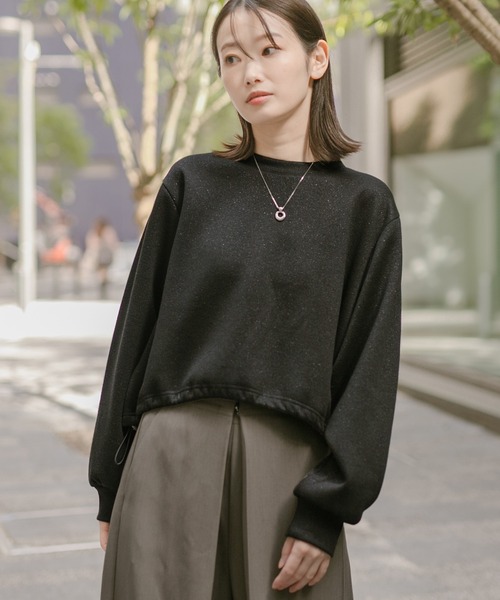 LAKOLE（ラコレ）の「ニットソーラメドロストプルオーバー / 232356（スウェット・レディース・オートミール/ブラウン/ブラック/杢グレー・FREE）」の9枚目の写真