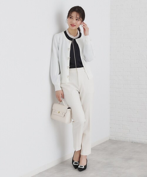 セール】リボンパール調ビジューカーディガン【洗える】（カーディガン