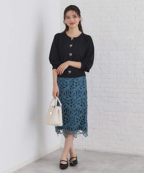 TO BE CHIC ネイビーパールビジューがかわいい長袖カーディガン 44 TO