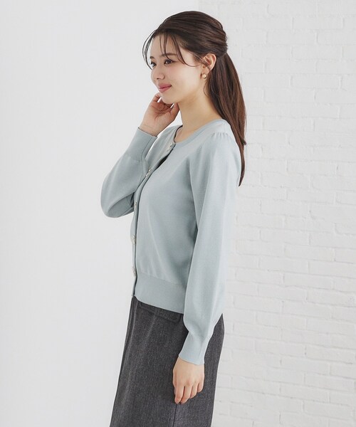 index（インデックス）の「◆リボンパール調ビジューカーディガン【洗える】（カーディガン/ボレロ・レディース・オフホワイト/ブラック/サックスブルー系5/ピンク系1・36/38/40/42）」の22枚目の写真