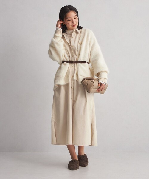 green label relaxing(グリーンレーベルリラクシング)の「<at ease> コーデュロイ ワンピース(シャツワンピース・レディース・ダークグレー/ライトブルー/オフホワイト・FREE)」の1枚目の写真