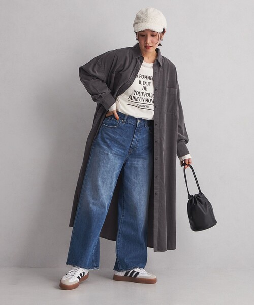 green label relaxing(グリーンレーベルリラクシング)の「<at ease> コーデュロイ ワンピース(シャツワンピース・レディース・ダークグレー/ライトブルー/オフホワイト・FREE)」の2枚目の写真