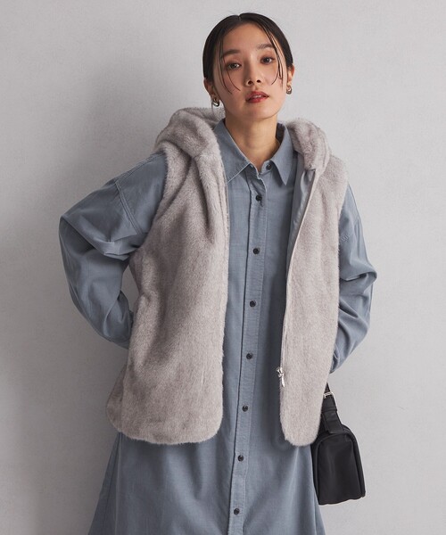 green label relaxing(グリーンレーベルリラクシング)の「<at ease> コーデュロイ ワンピース(シャツワンピース・レディース・ダークグレー/ライトブルー/オフホワイト・FREE)」の8枚目の写真