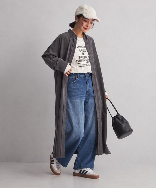 green label relaxing(グリーンレーベルリラクシング)の「<at ease> コーデュロイ ワンピース(シャツワンピース・レディース・ダークグレー/ライトブルー/オフホワイト・FREE)」の14枚目の写真