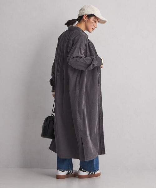 green label relaxing(グリーンレーベルリラクシング)の「<at ease> コーデュロイ ワンピース(シャツワンピース・レディース・ダークグレー/ライトブルー/オフホワイト・FREE)」の15枚目の写真