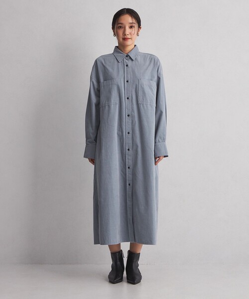 green label relaxing(グリーンレーベルリラクシング)の「<at ease> コーデュロイ ワンピース(シャツワンピース・レディース・ダークグレー/ライトブルー/オフホワイト・FREE)」の17枚目の写真