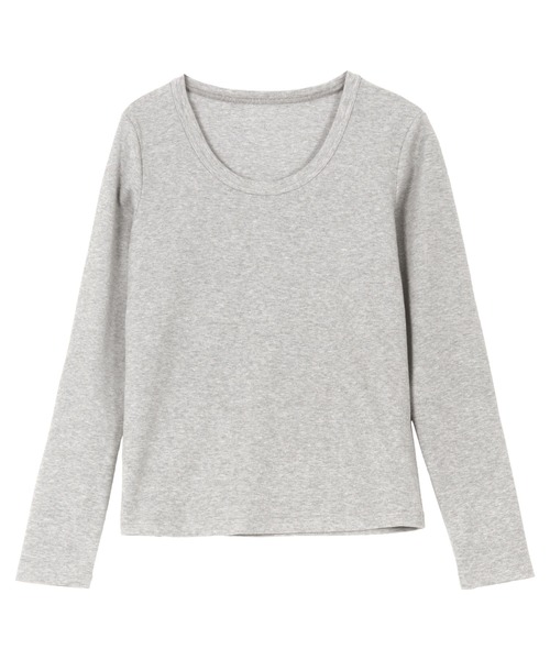 セール】[ M L XL 選べるサイズ ] 深Uネック細リブ長袖Tシャツ（T