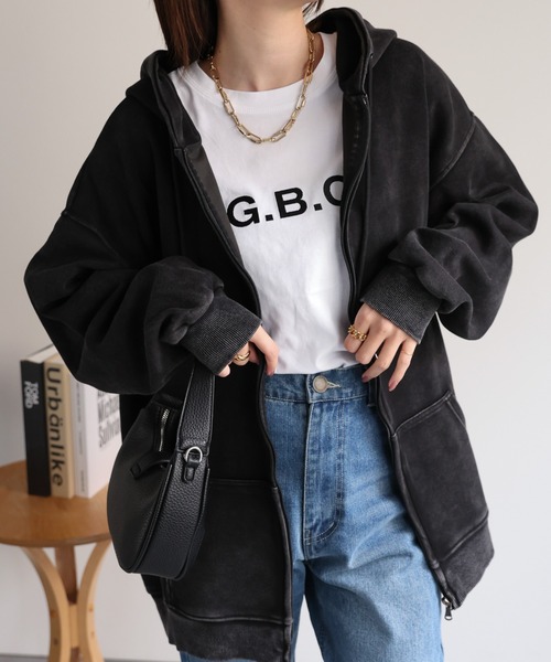 CREARE -LINO-（クレアーレリノ）の「＜ユニセックス商品＞オーバーダイポケット付きジップアップフーディー/パーカー/ジップアップパーカー（パーカー・レディース・ブラック・XL/L/M）」の14枚目の写真