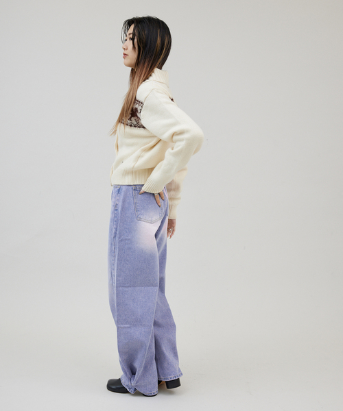 JOINT WORKS(ジョイントワークス)の「Kr バックリボンスプレーデニム(デニムパンツ・レディース・サックスブルー/ブラック・SMALL/MEDIUM)」の4枚目の写真