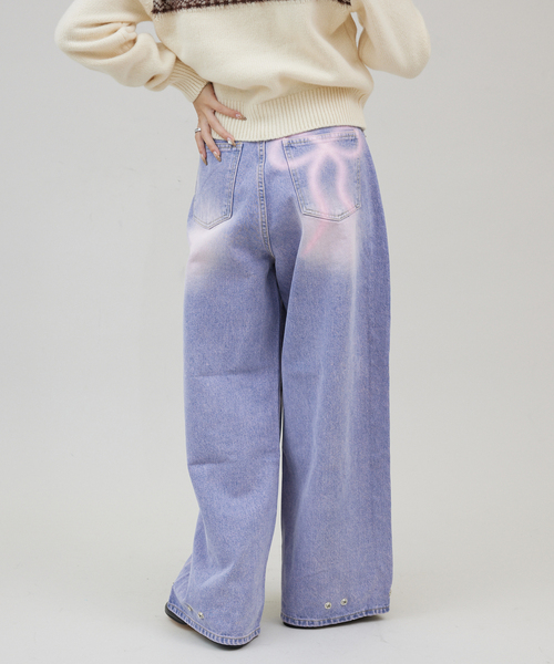 JOINT WORKS(ジョイントワークス)の「Kr バックリボンスプレーデニム(デニムパンツ・レディース・サックスブルー/ブラック・SMALL/MEDIUM)」の9枚目の写真